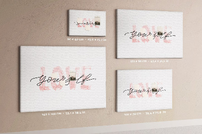 Cork memo board Love yourself lettering