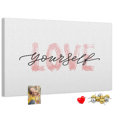 Cork memo board Love yourself lettering