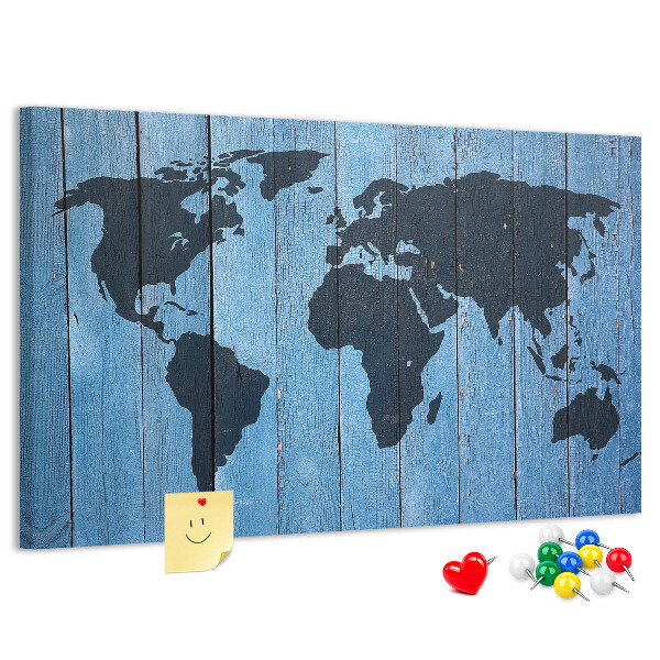 Cork board Wooden board world map
