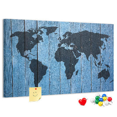 Cork board Wooden board world map
