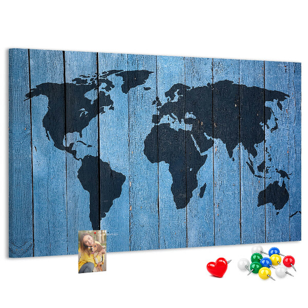 Cork board Wooden board world map