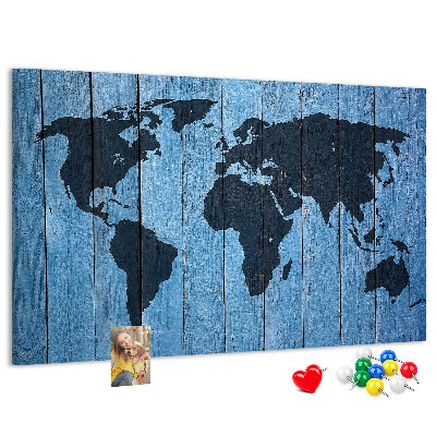 Cork board Wooden board world map