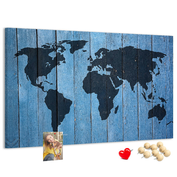 Cork board Wooden board world map