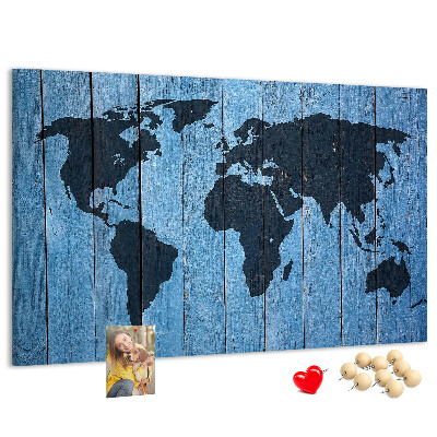 Cork board Wooden board world map