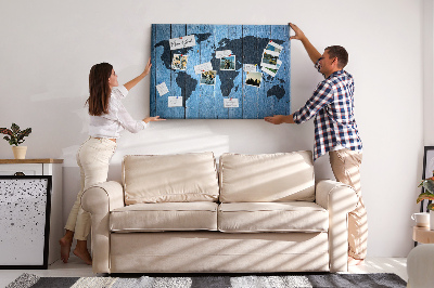 Cork board Wooden board world map
