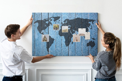 Cork board Wooden board world map