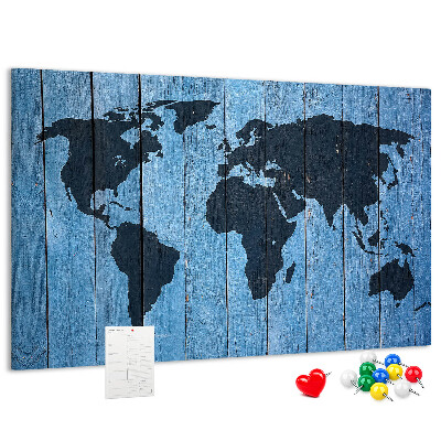 Cork board Wooden board world map