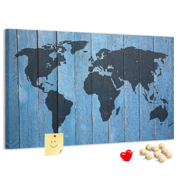 Cork board Wooden board world map