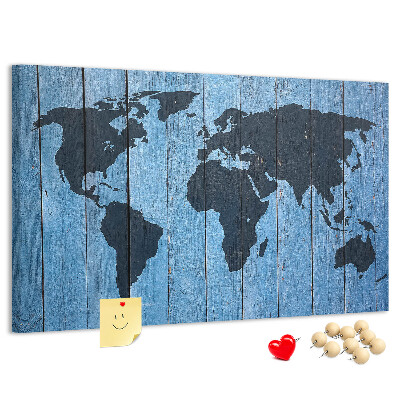 Cork board Wooden board world map