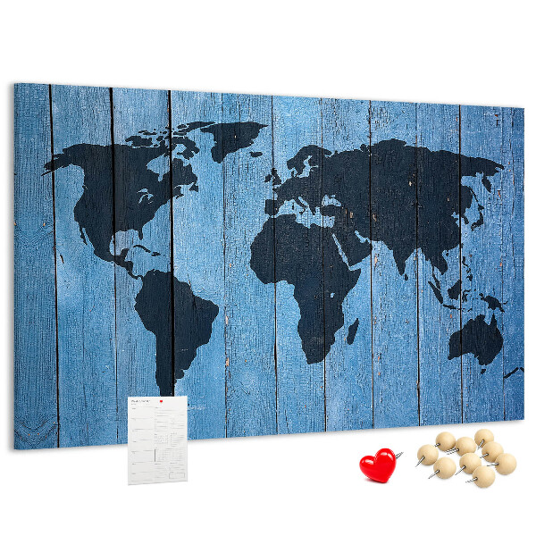 Cork board Wooden board world map