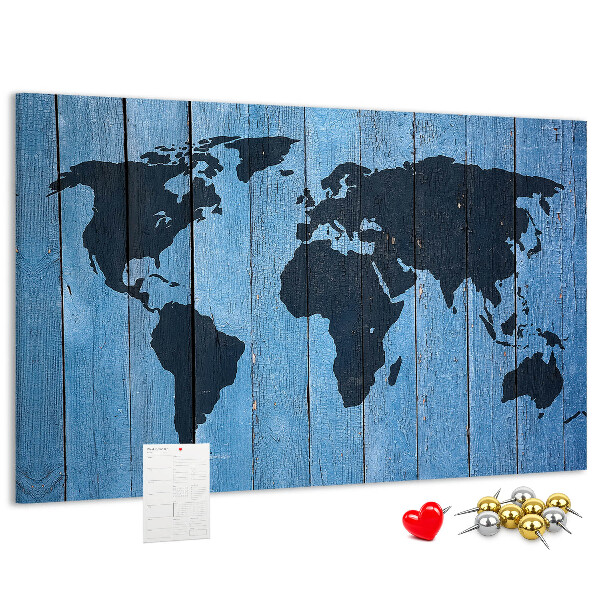 Cork board Wooden board world map