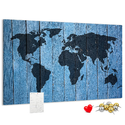 Cork board Wooden board world map