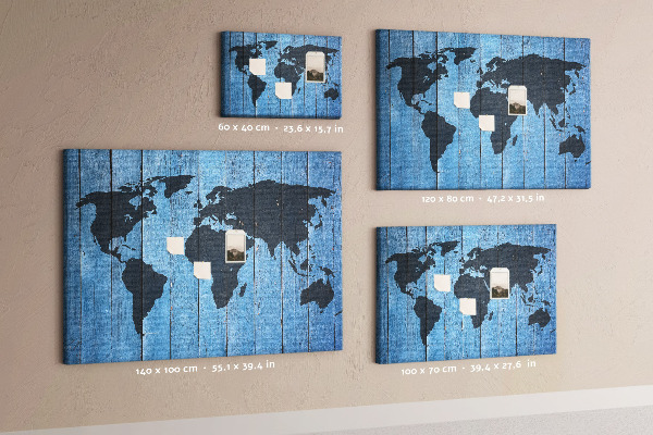 Cork board Wooden board world map