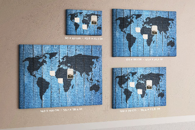 Cork board Wooden board world map