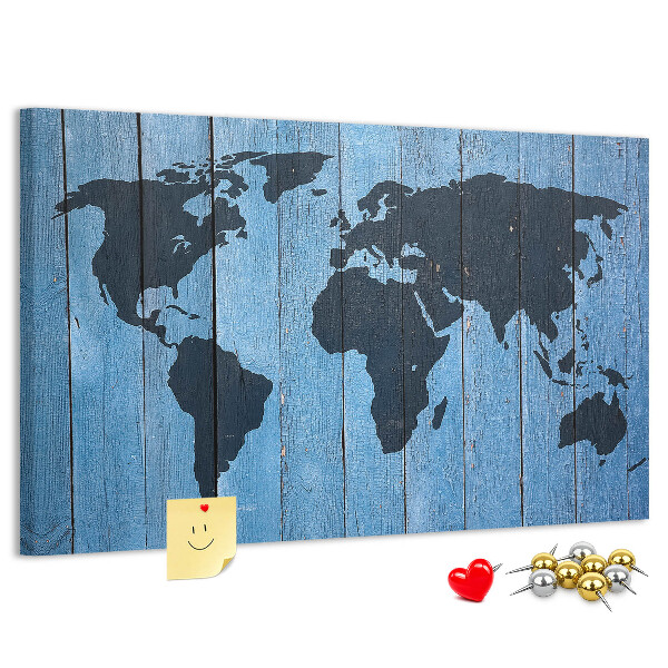 Cork board Wooden board world map