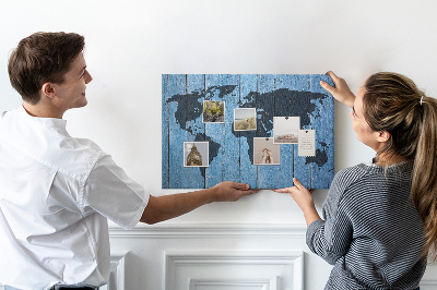 Cork board Wooden board world map