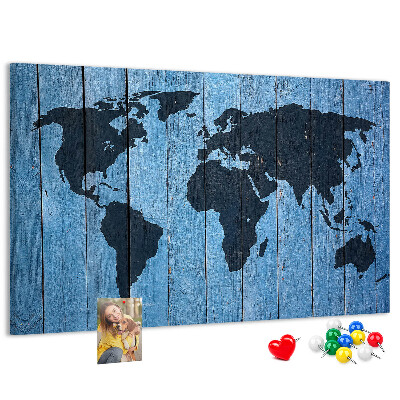 Cork board Wooden board world map
