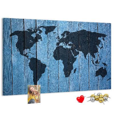 Cork board Wooden board world map