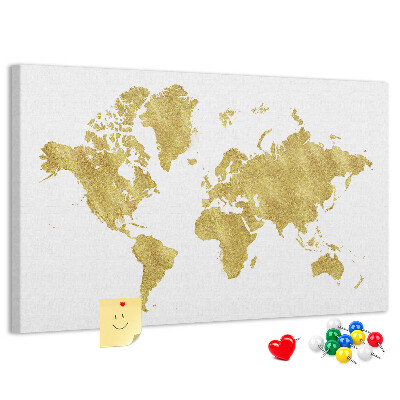 Cork display board Gold world map