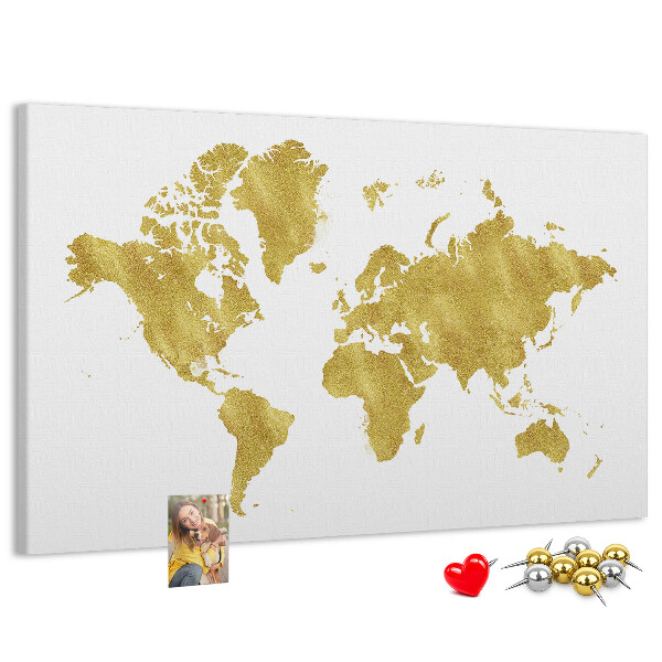 Cork display board Gold world map