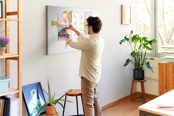 Cork display board Gold world map