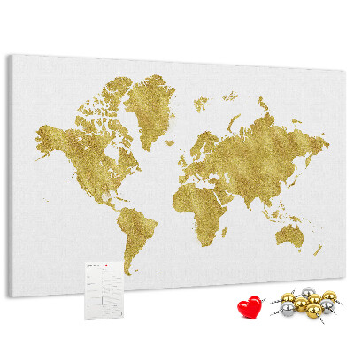 Cork display board Gold world map