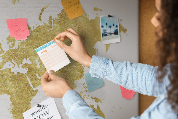 Cork display board Gold world map