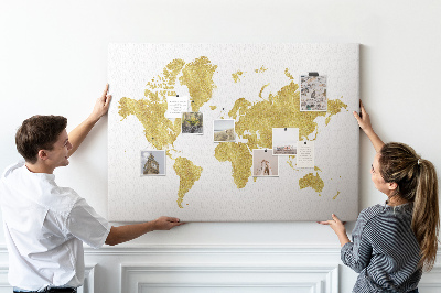Cork display board Gold world map