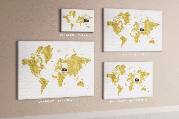 Cork display board Gold world map