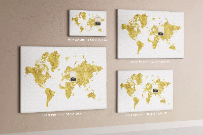 Cork display board Gold world map