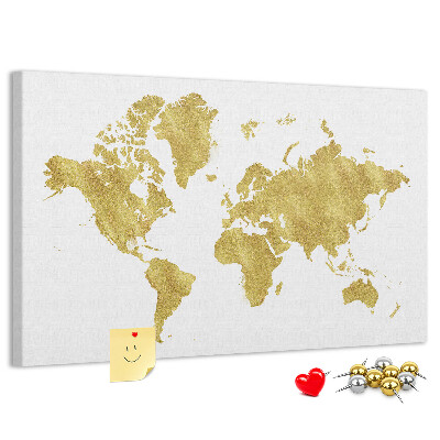 Cork display board Gold world map