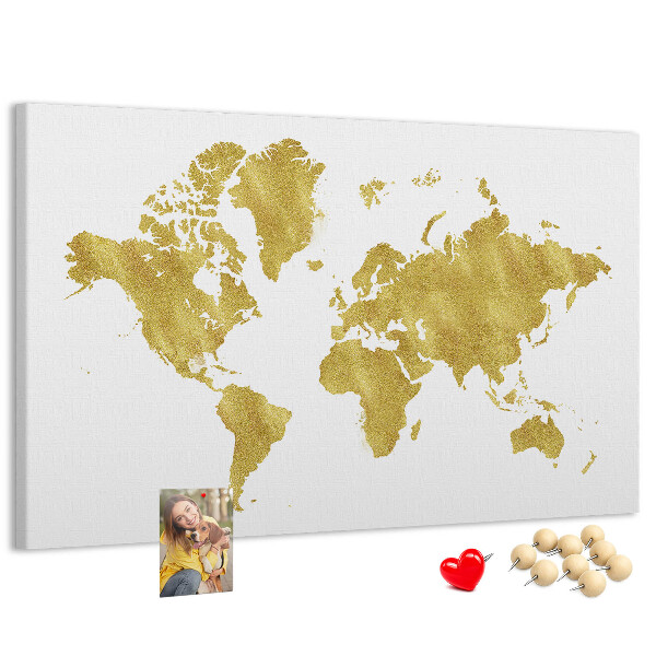 Cork display board Gold world map