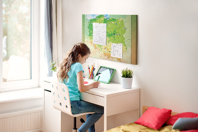 Cork memo board Physical map of Poland