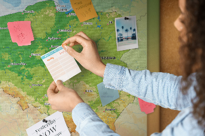 Cork memo board Physical map of Poland
