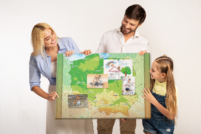 Cork memo board Physical map of Poland