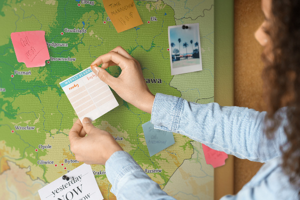 Cork memo board Physical map of Poland