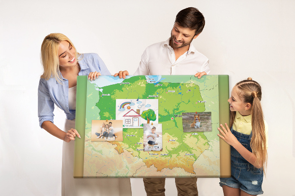 Cork memo board Physical map of Poland