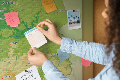 Cork memo board Physical map of Poland
