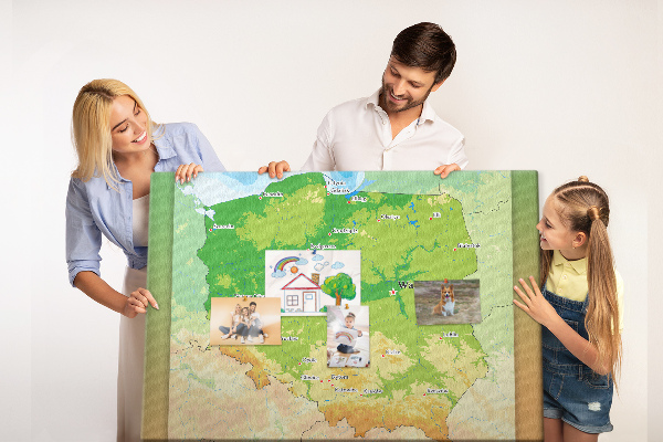 Cork memo board Physical map of Poland