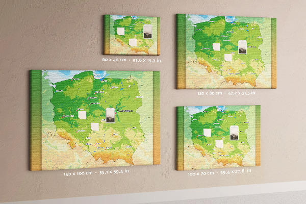 Cork memo board Physical map of Poland