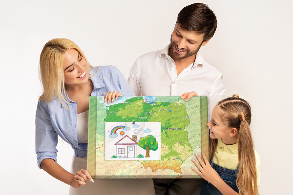 Cork memo board Physical map of Poland
