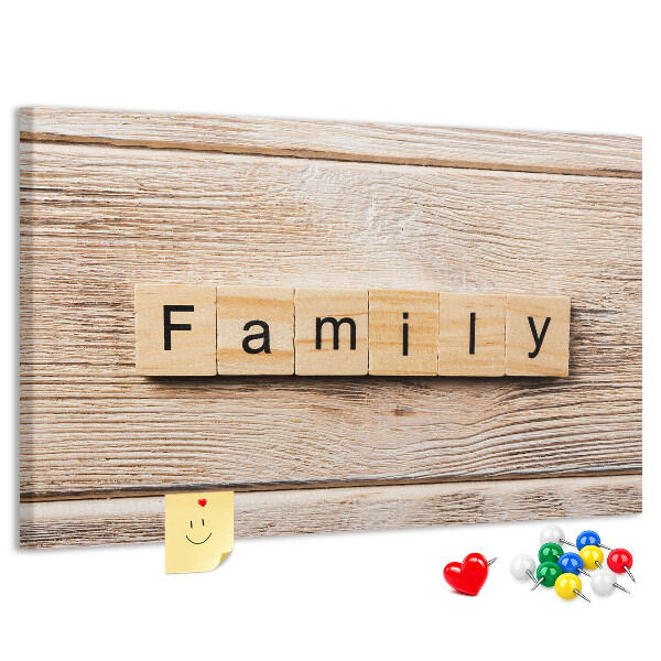 Cork display board Family lettering