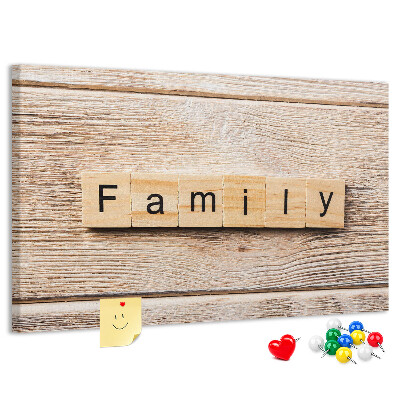 Cork display board Family lettering