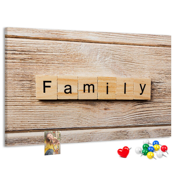 Cork display board Family lettering