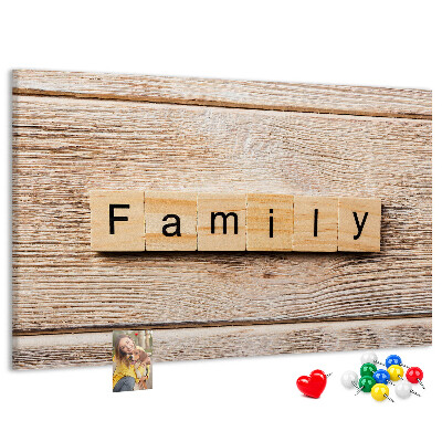 Cork display board Family lettering