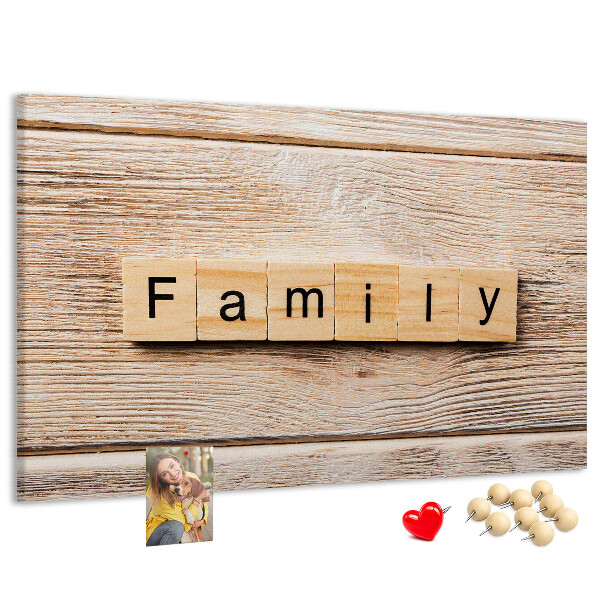 Cork display board Family lettering