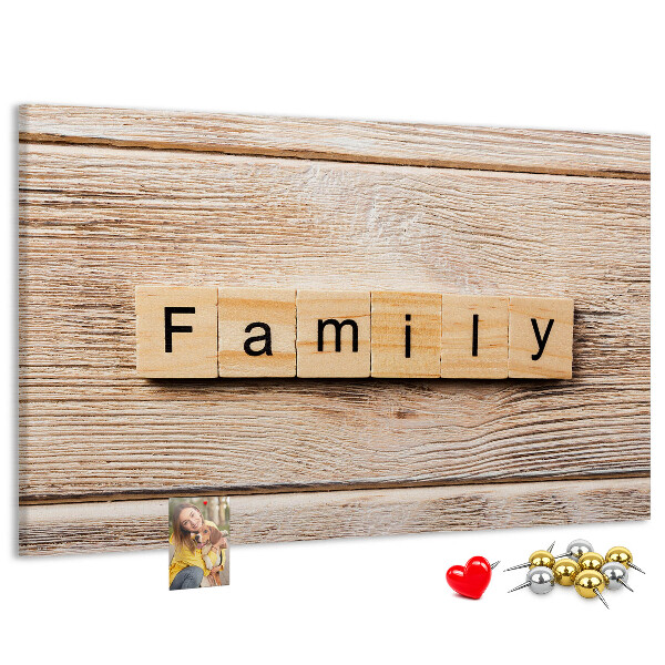 Cork display board Family lettering