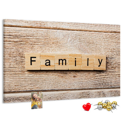 Cork display board Family lettering