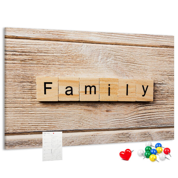 Cork display board Family lettering