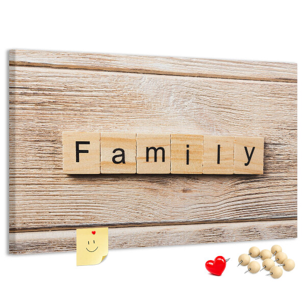 Cork display board Family lettering